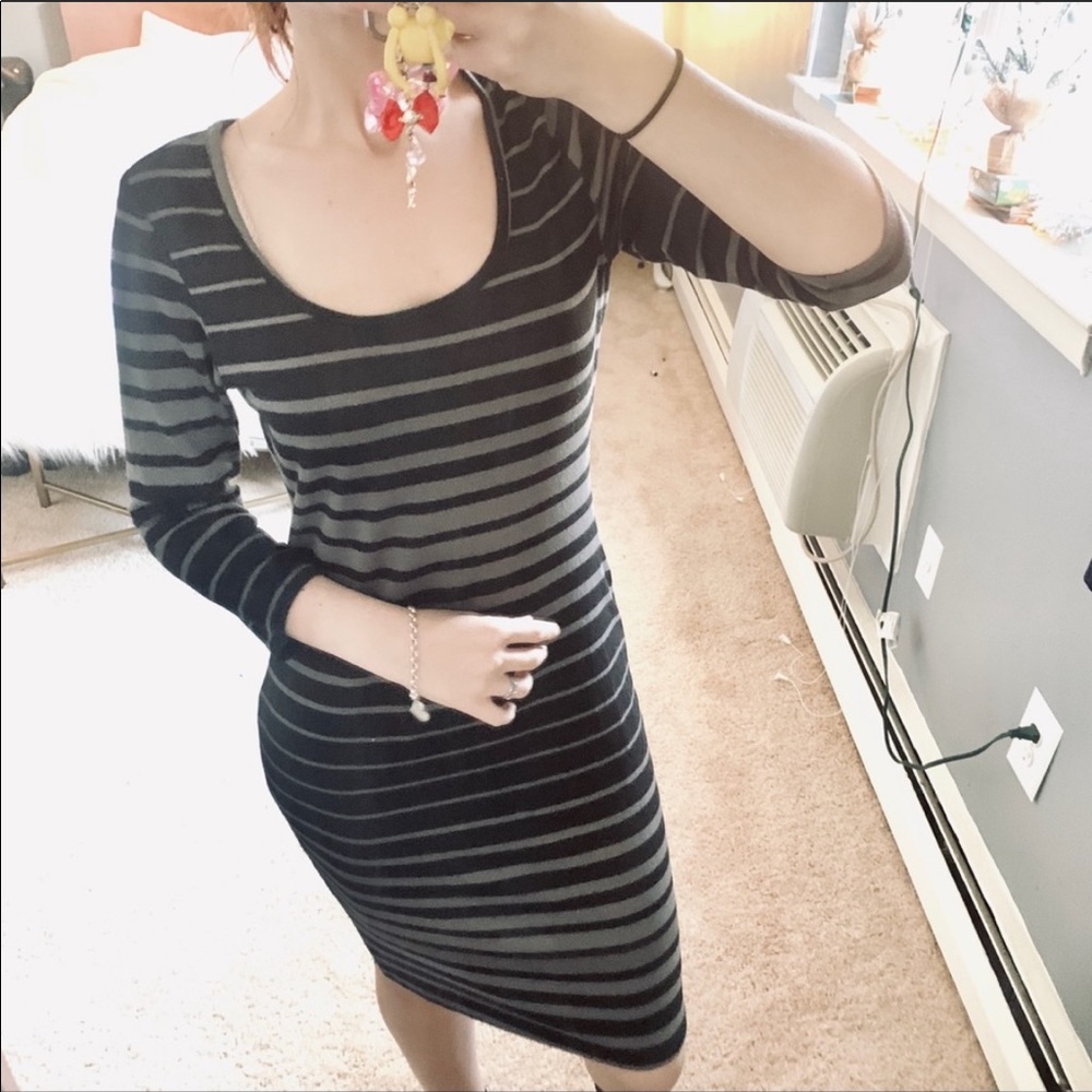 Black stripe bodycon dress